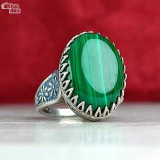انگشتر نقره زنانه مالاگیت سبز اصلی 