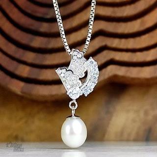 گردنبند نقره مروارید پرورشی کد 62