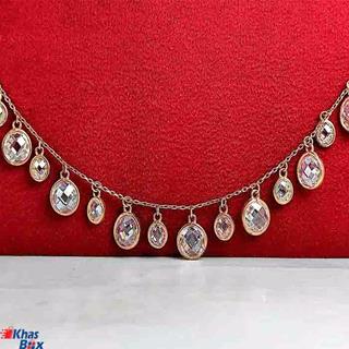 گردنبند نقره آبکاری رزگلد با نگین سفید