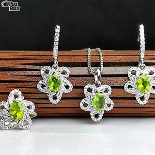 نیم ست نقره زنانه زبرجد اصل