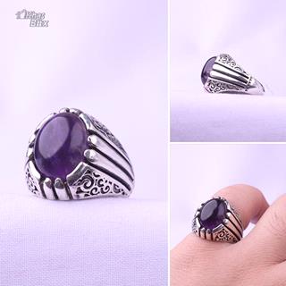 انگشتر نقره آماتیست خوشرنگ اصل مردانه