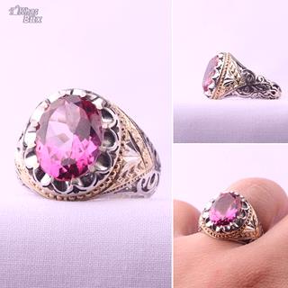 انگشتر توپاز مردانه صورتی 