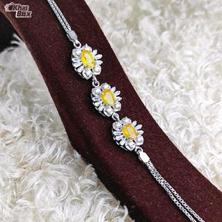 دستبند سه نگینه یاقوت زرد اصلی 