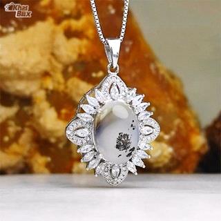 گردنبند عقیق زنانه مدالی نقره شجر طبیعی