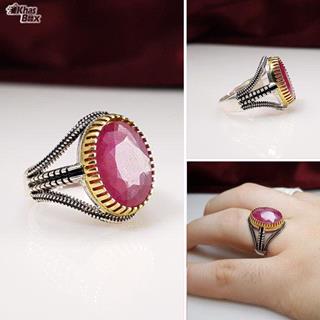 انگشتر نقره یاقوت سرخ مردانه