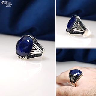 انگشتریاقوت مردانه کبود آفریقایی اصل