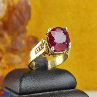 انگشتر یاقوت زنانه قرمز رکاب آبکاری طلایی