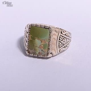 انگشتر طرح ترک نگین فیروزه نیشابور مردانه 