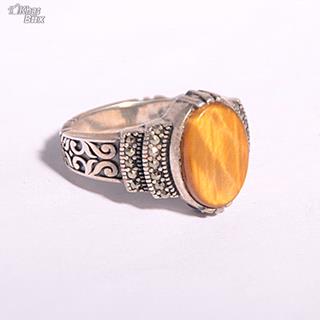 انگشتر طرح ترک اسپرت نگین چشم ببر مردانه