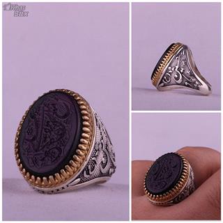 انگشتر کهربا خطی مردانه مشکی