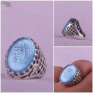 انگشتر کهربا خطی مردانه رکاب دست ساز