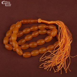 تسبیح عقیق زرد دانه هلی 33 دانه