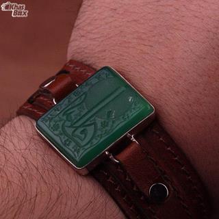 دستبند عقیق سبز خطی مدل 98